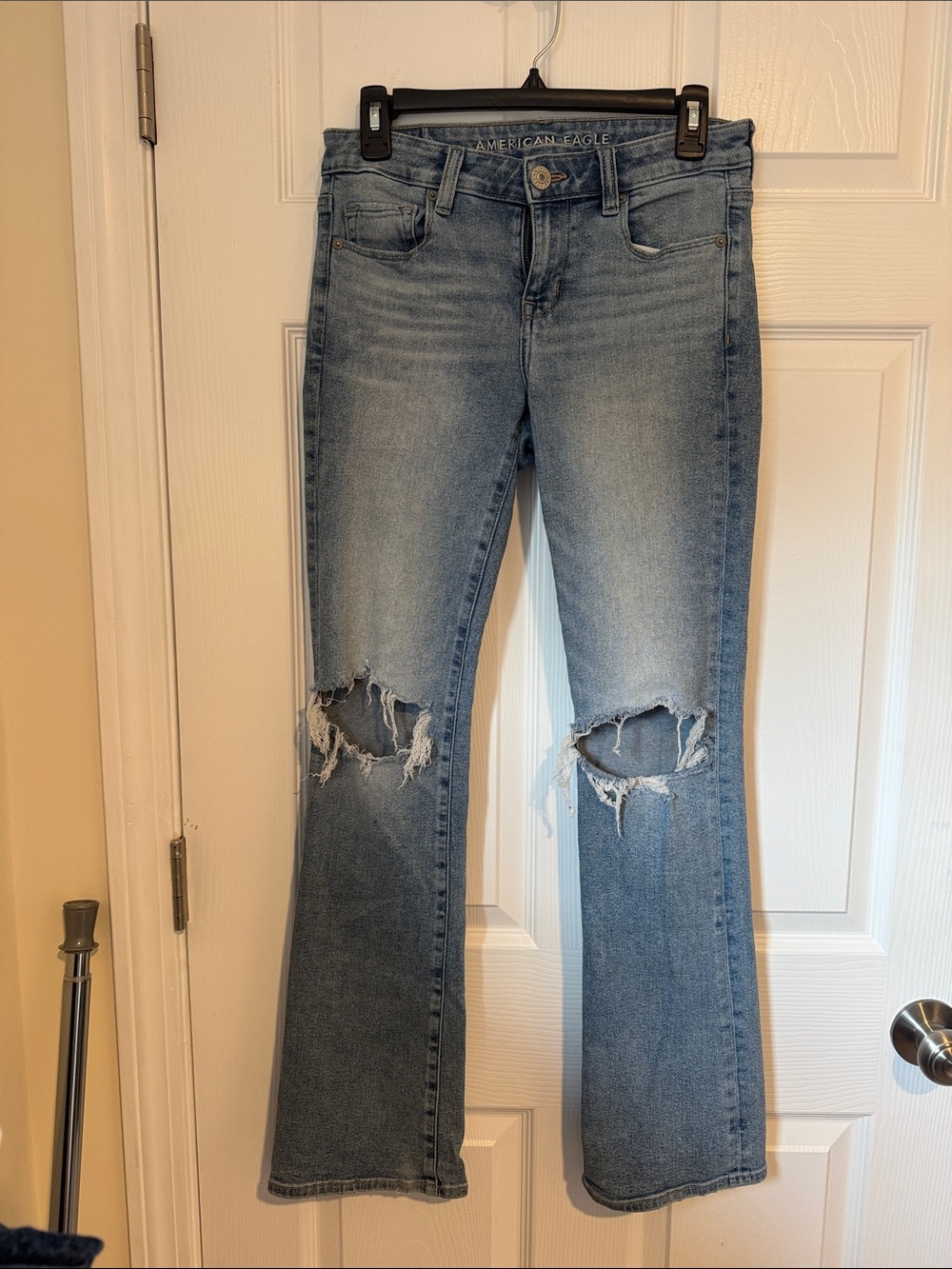 American Eagle Outfitters Light Wash Distressed Flare Jeans